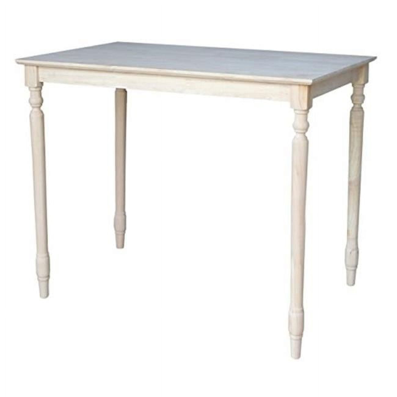 Industrial Solid Wood Bar Height Dining Table with Turned Legs