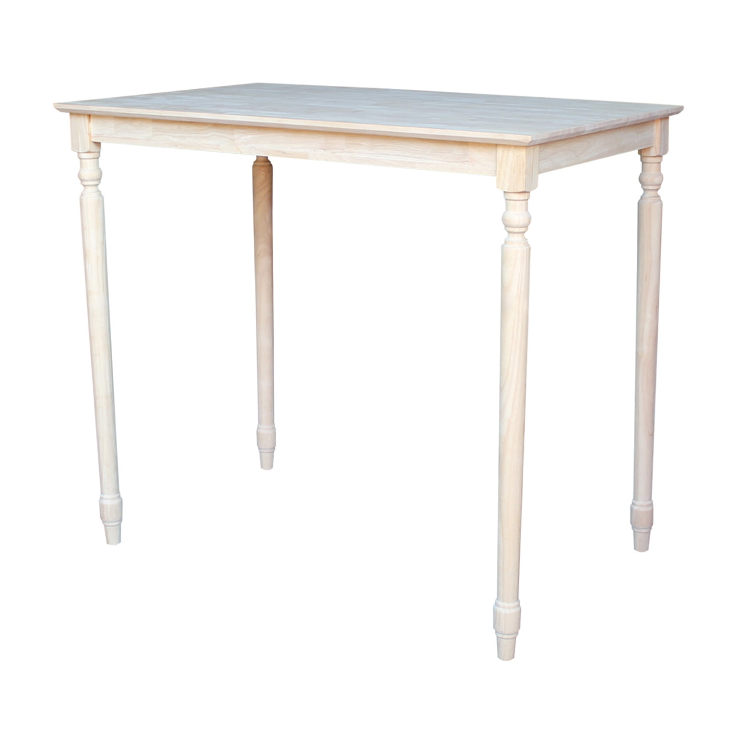 Industrial Solid Wood Bar Height Dining Table with Turned Legs