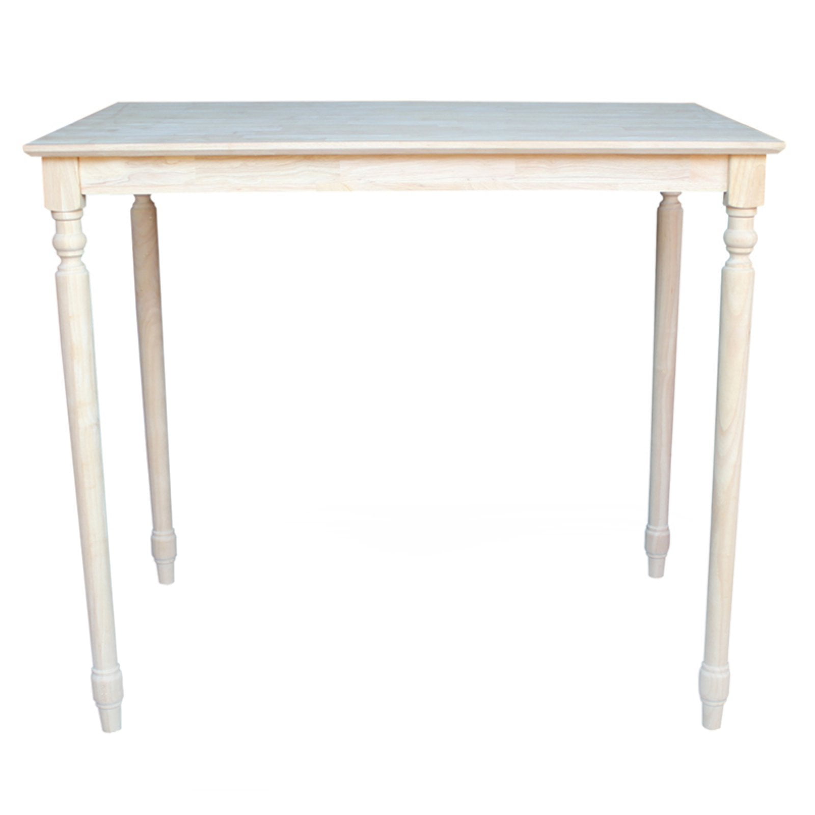 Industrial Solid Wood Bar Height Dining Table with Turned Legs