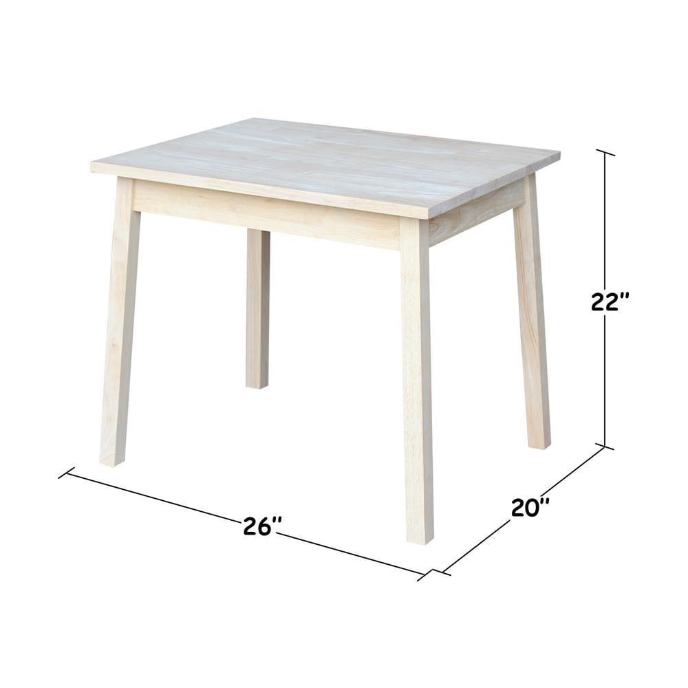 Unfinished White Wooden Kids Table with Tapered Legs