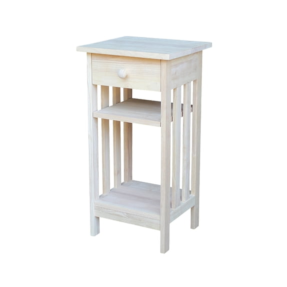 International Concepts Unfinished Solid Wood Mission Telephone Stand