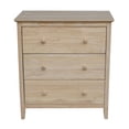 thumbnail image 1 of International Concepts Traditional Solid Wood 3-Drawer Dresser, Unfinished, 1 of 14