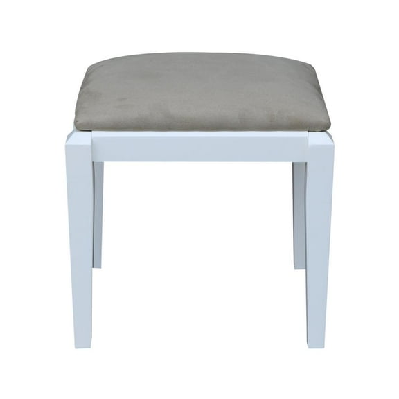 International Concepts Vanity Stool Home Decor Style1 Microfiber Upholstered Seat Table Set White