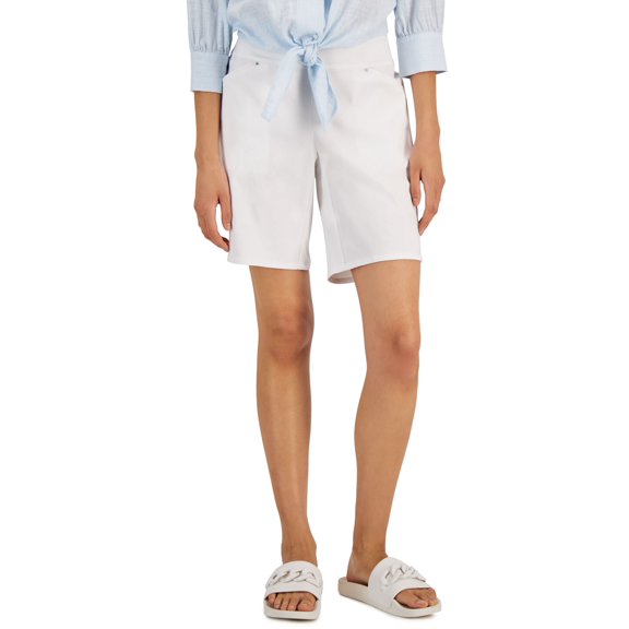 International Concepts Womens Curvy Mid Rise Pull On Bermuda Shorts Bright White 16