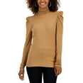 thumbnail image 1 of International Concepts Womens Puff Sleeve Turtleneck Top Salty Nut S, 1 of 1