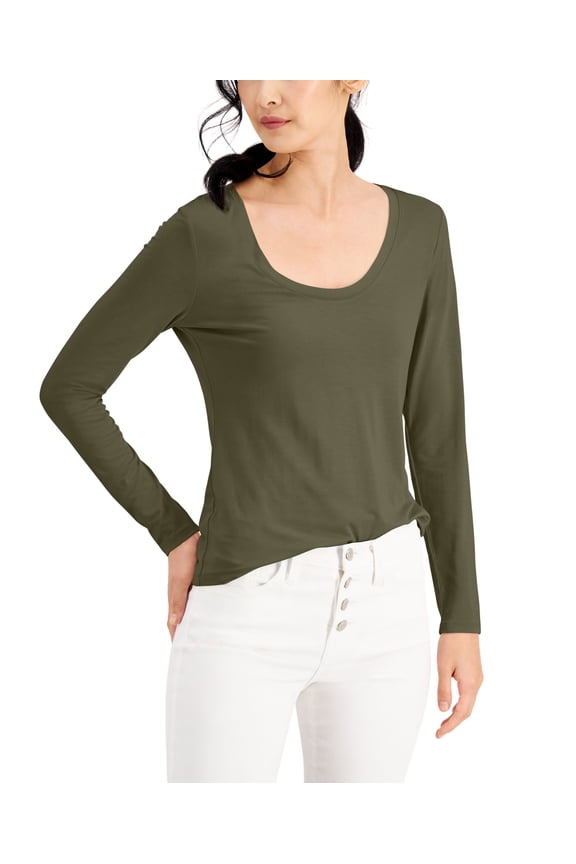 International Concepts Womens Scoop Neck Top Burnt Olive S