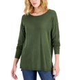 thumbnail image 1 of International Concepts Womens Step Hem Long Sleeve Boatneck Sweater Costa Green L, 1 of 1
