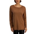 thumbnail image 1 of International Concepts Womens Step Hem Long Sleeve Boatneck Sweater Salty Nut L, 1 of 1