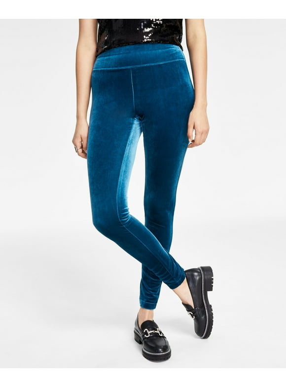 International Concepts Womens Velvet Non Seam Skinny Leggings Teal Kingfisher XS