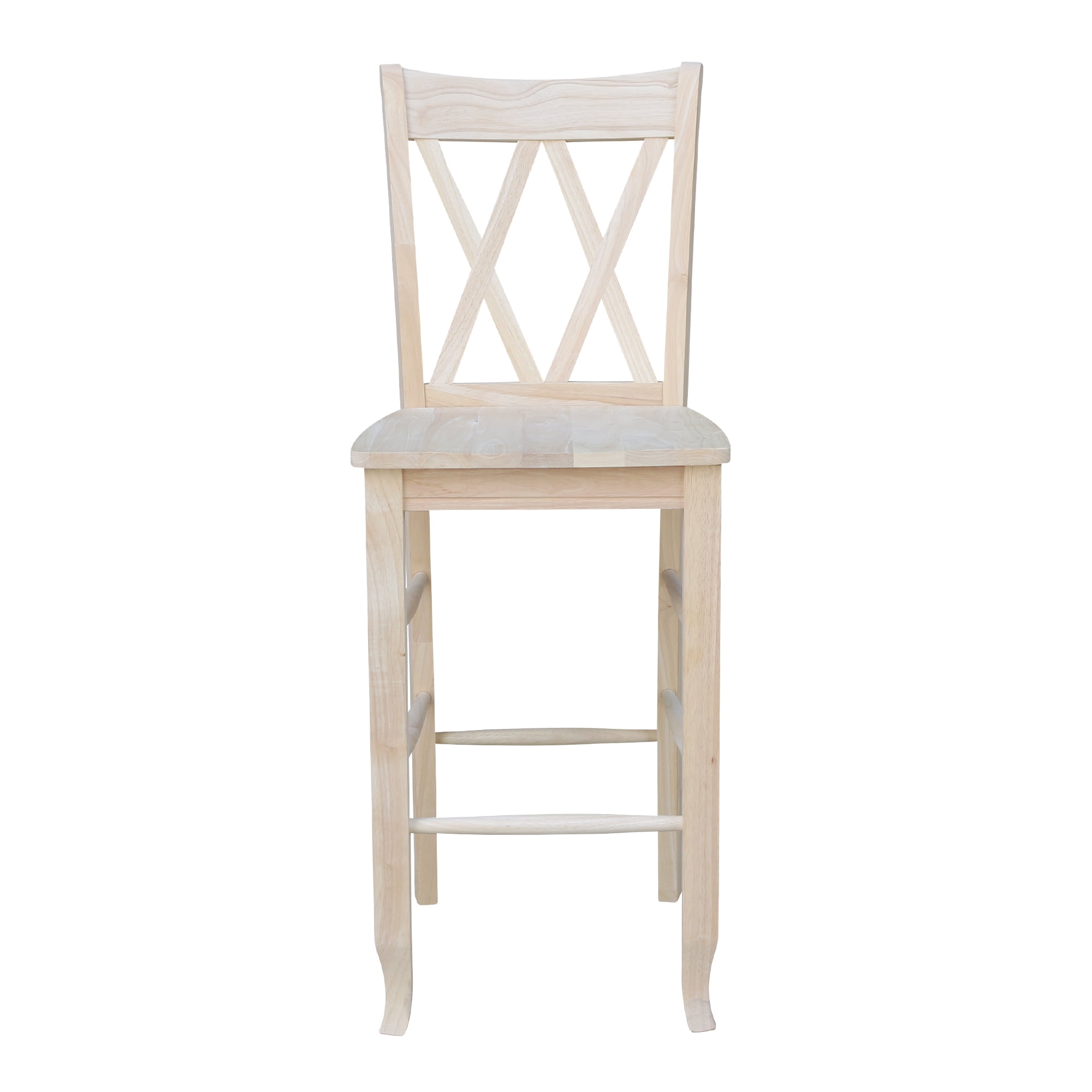 Traditional Elegant Unfinished Parawood 29" Double X-Back Barstool