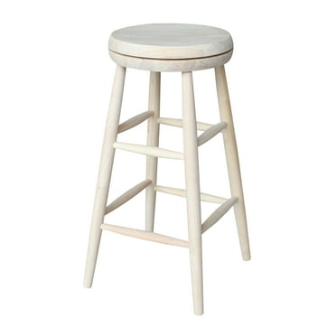 International Concepts Wood 30" Scooped Seat Swivel Bar Height Stool - Unfinished