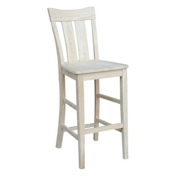 International Concepts Wood Ava Slat Back Bar Height Stool - 29.92" Seat Height - Unfinished
