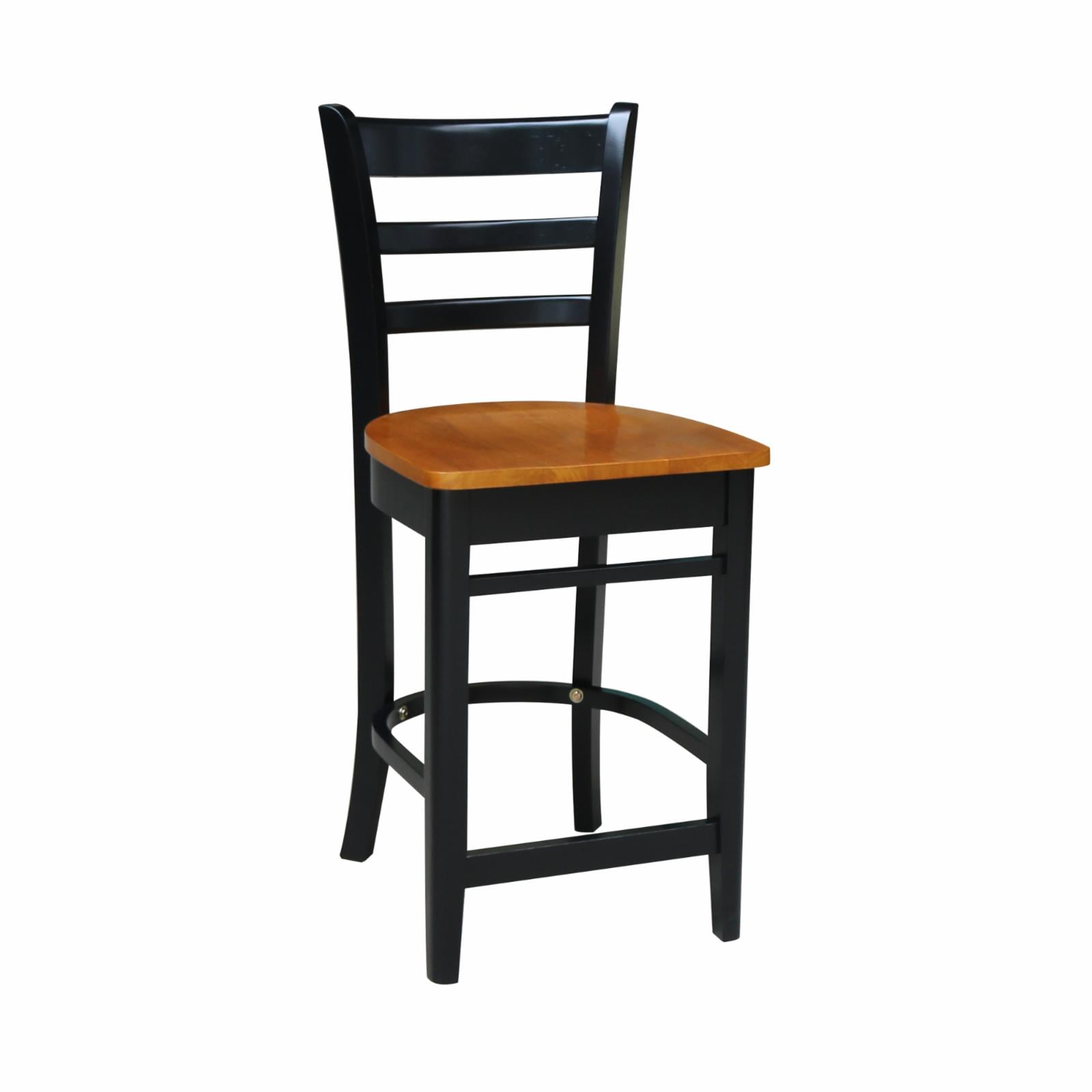 International Concepts Wood Emily Ladder Back Bar Stool - Black/Cherry ...