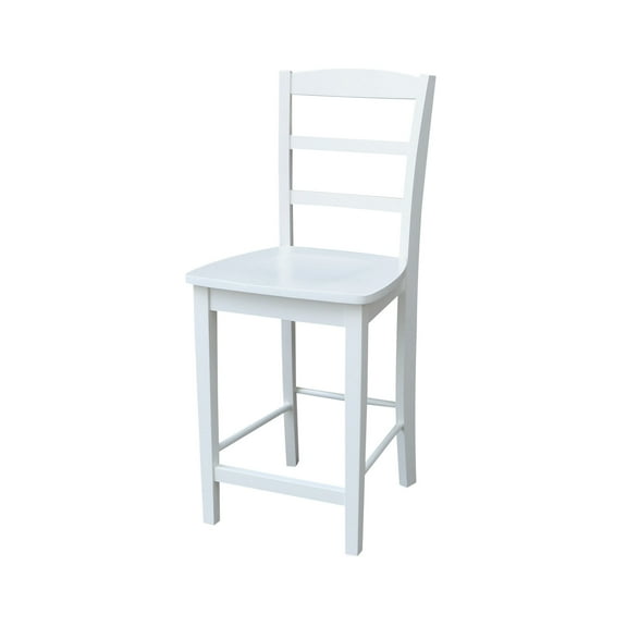 International Concepts Wood Madrid Ladder Back Counter Height Stool in White - 24" Seat Height