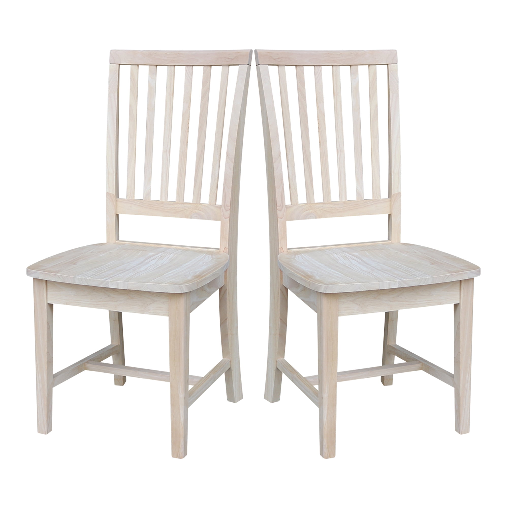 Classic Unfinished Solid Parawood High Slat Side Chair, Set of 2