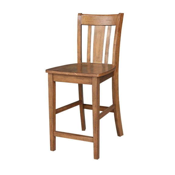 San Remo Solid Wood Counter Height Stool - 24" H Distressed Oak