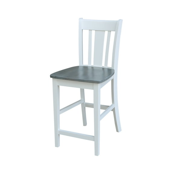 International Concepts Wood San Remo Slat Back Counter Height Stool - 24" Seat Height - White/Heather Gray