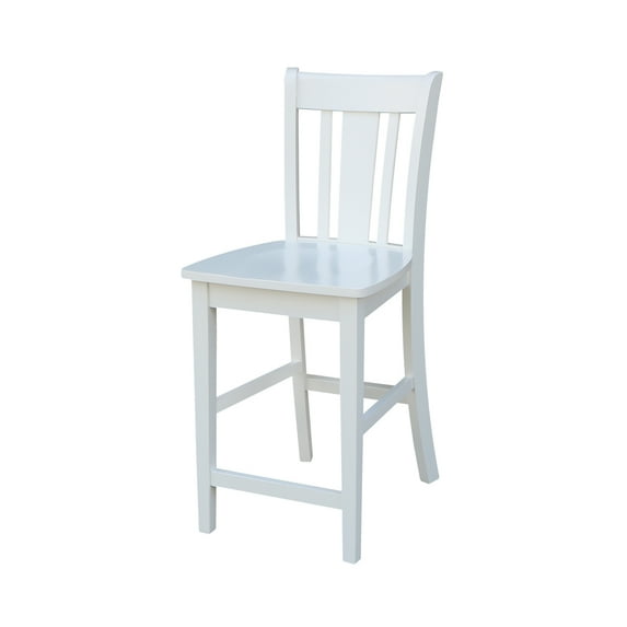 International Concepts Wood San Remo Slat Back Counter Height Stool in White - 24" Seat Height