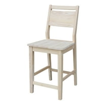 International Concepts Wood Slat Back Aspen Counter Height Panel Stool - Unfinished - 24" Seat Height