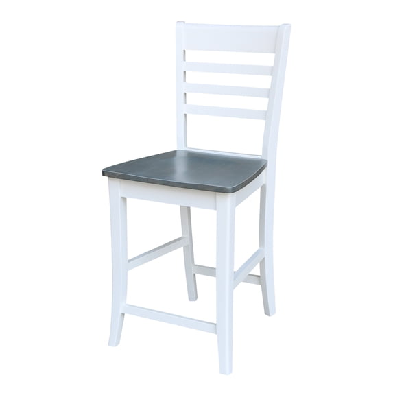 International Concepts Wood Slat Back Roma Counter Height Stool - 24" Seat Height - White/Heather Gray