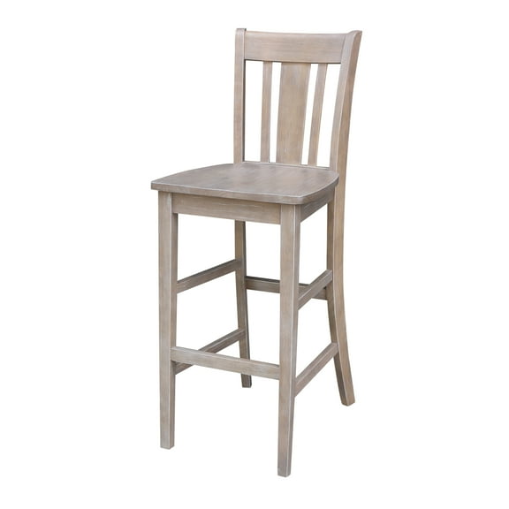 International Concepts Wood Slat Back San Remo Bar Height Stool in Washed Gray Taupe - 29.92" Seat Height