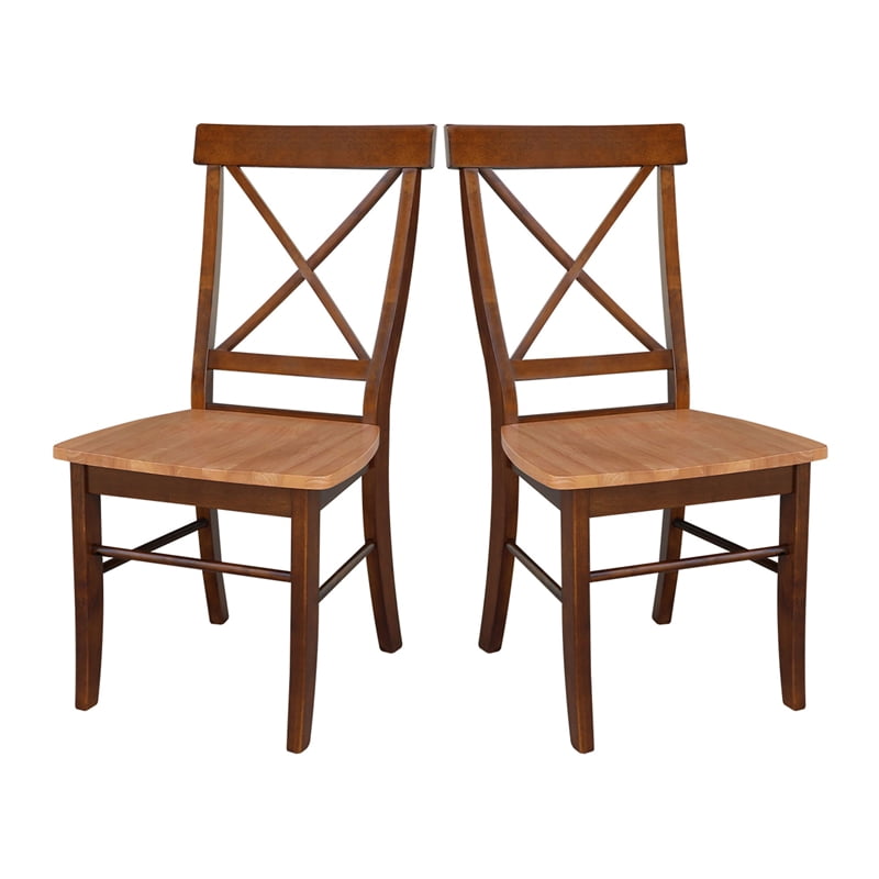 Cinnamon and Espresso Cross Back Wood Side Chair Set