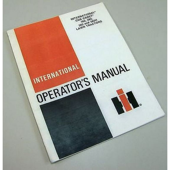International Cub Cadet Tractor 182 282 382 382H Operators Owners Manual Mower