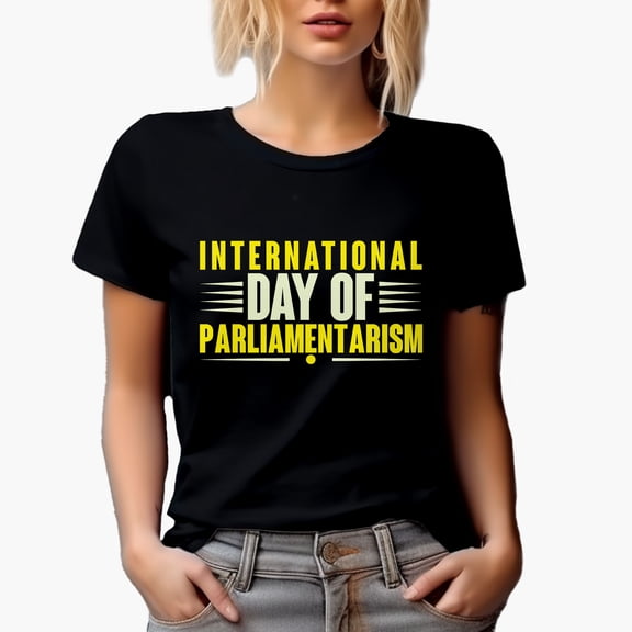 International Day of Parliamentarism, Black T-Shirt, XL