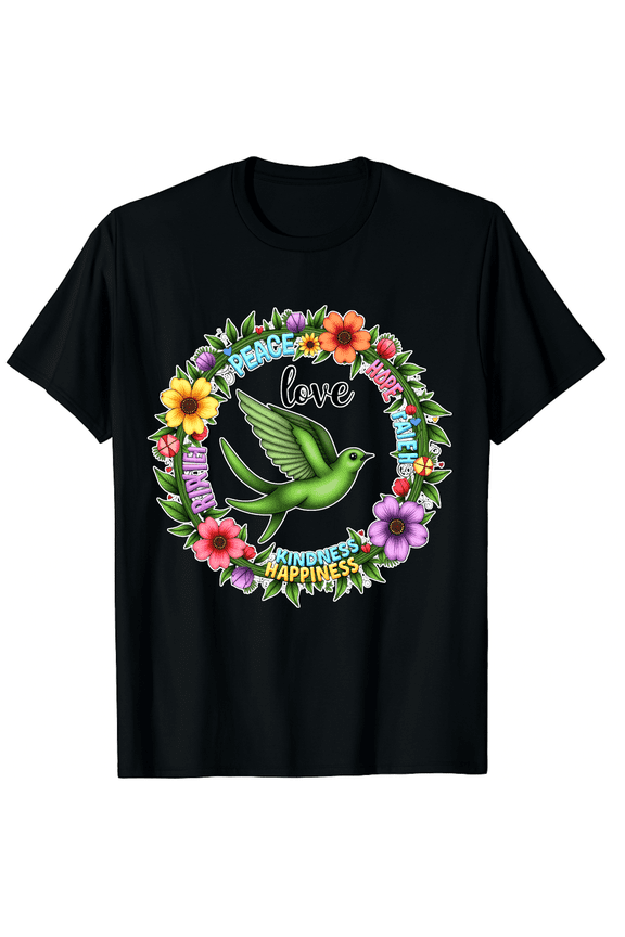 International DayGroovy Hippie Hope Love Peace Bird World Day Men Women Short Sleeve Graphic T-Shirt
