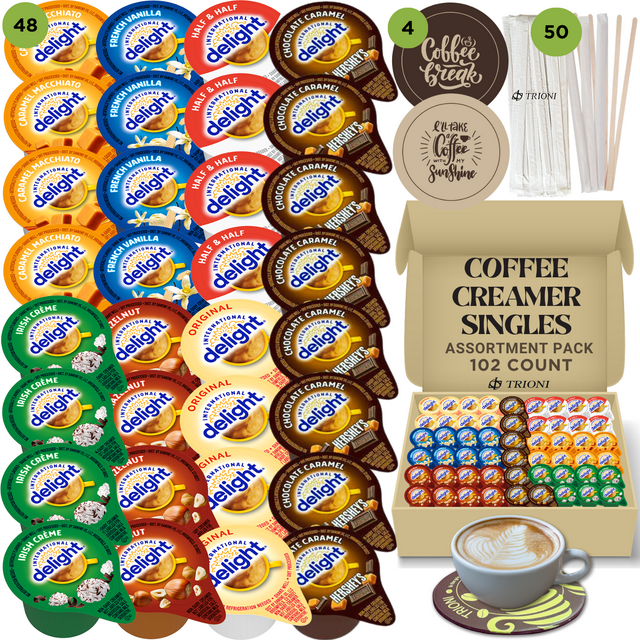 International Delight Coffee Creamer Singles 102ct Chocolate, Irish