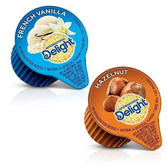 International Delight Coffee Creamer Singles - 2 Rich Flavors - French Vanilla & Hazelnut Creamer - 192ct of Variety Pack - 96 Cups of Each Flavor - Liquid Coffee Creamer
