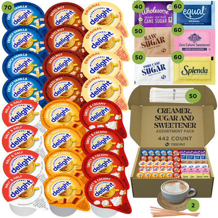International Delight Coffee Creamer Singles, Sugar Packets and Sweetener Packets - 442ct - Sweet Cream, and 5 more Flavors