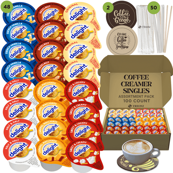 International Delight Coffee Creamer Singles Variety Pack - 100ct - Sweet Cream, Caramel Macchiato and 4 more Flavors