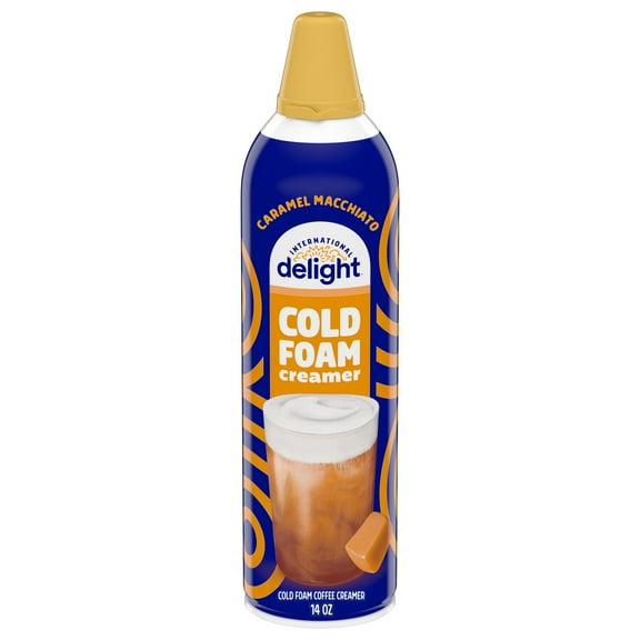 International Delight Cold Foam Coffee Creamer, Caramel Macchiato Cold Foam Flavored Creamer, 14 Oz Can Packaging May Vary - Pack of 3