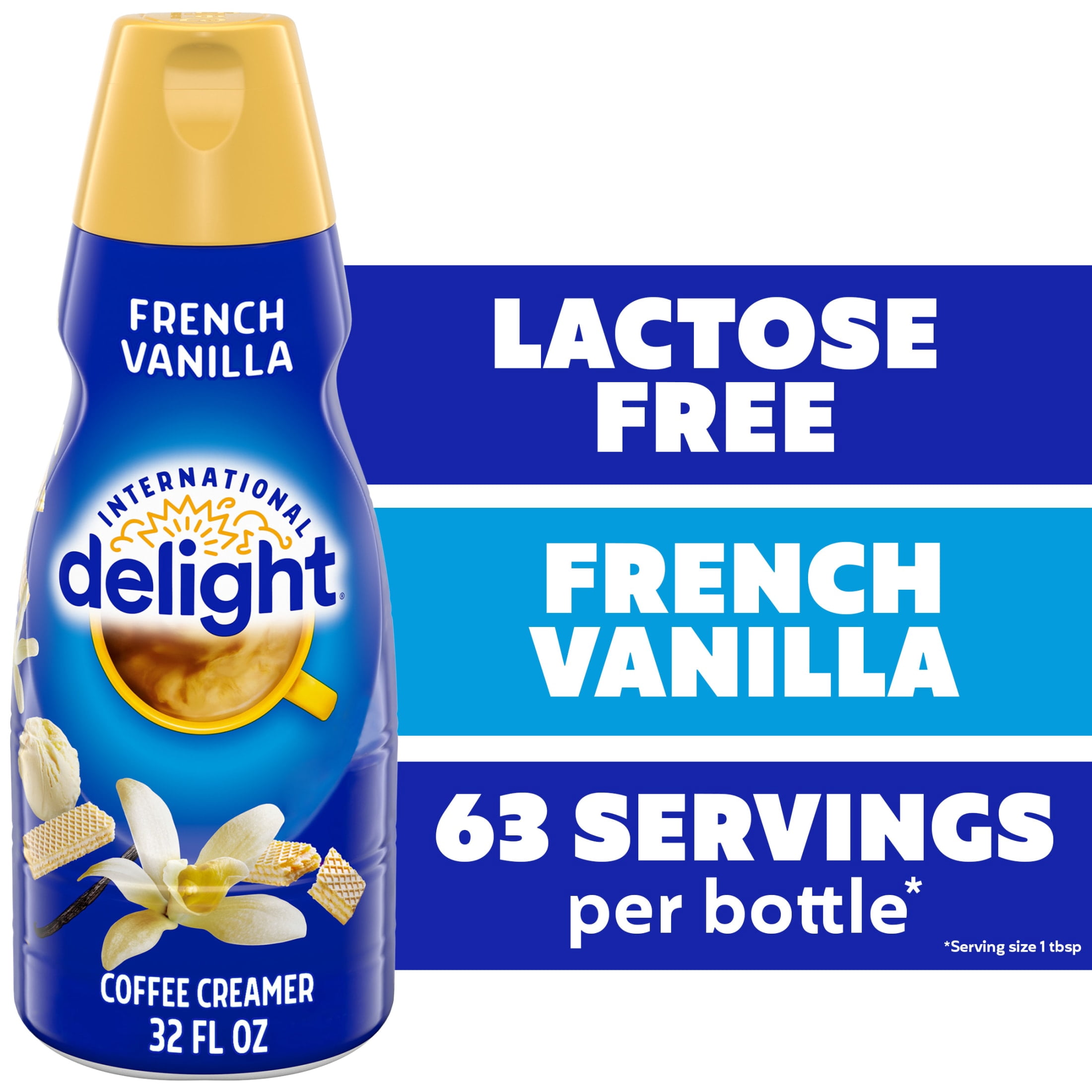 International Delight French Vanilla Coffee Creamer Bottle, Lactose Free and Gluten Free, 32 fl oz