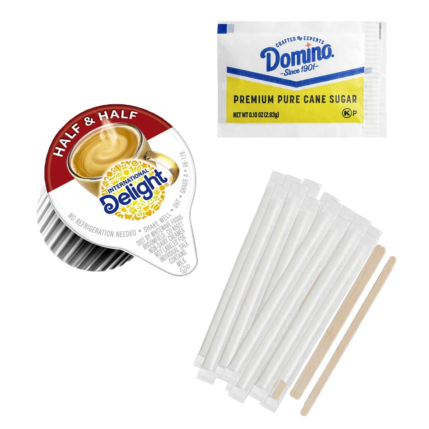 International Delight, Half and Half, SingleServe Coffee Creamers 0.5 fl. oz + Domino Cane