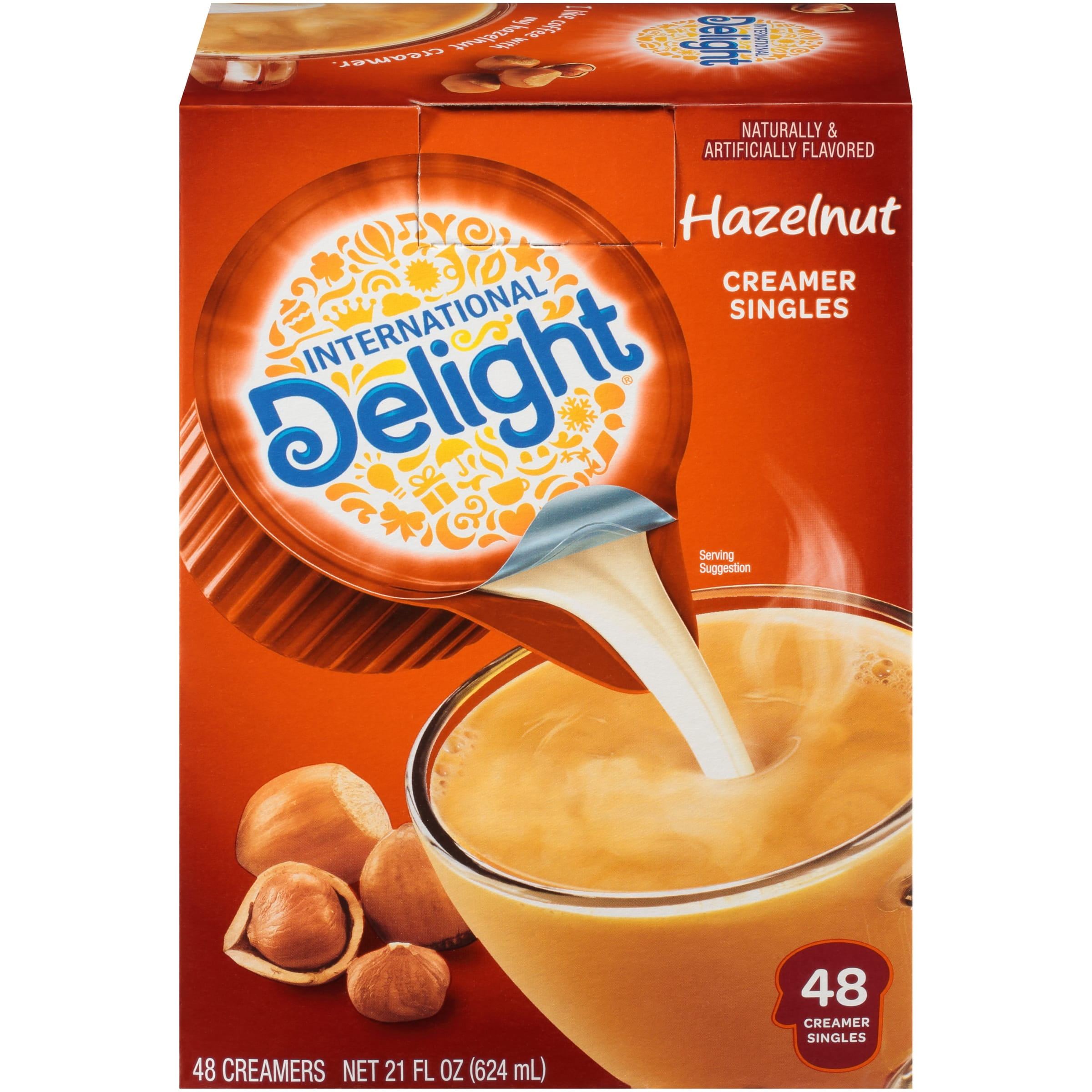 (Pack of 4) International Delight Hazelnut Coffee Creamer Singles, 48