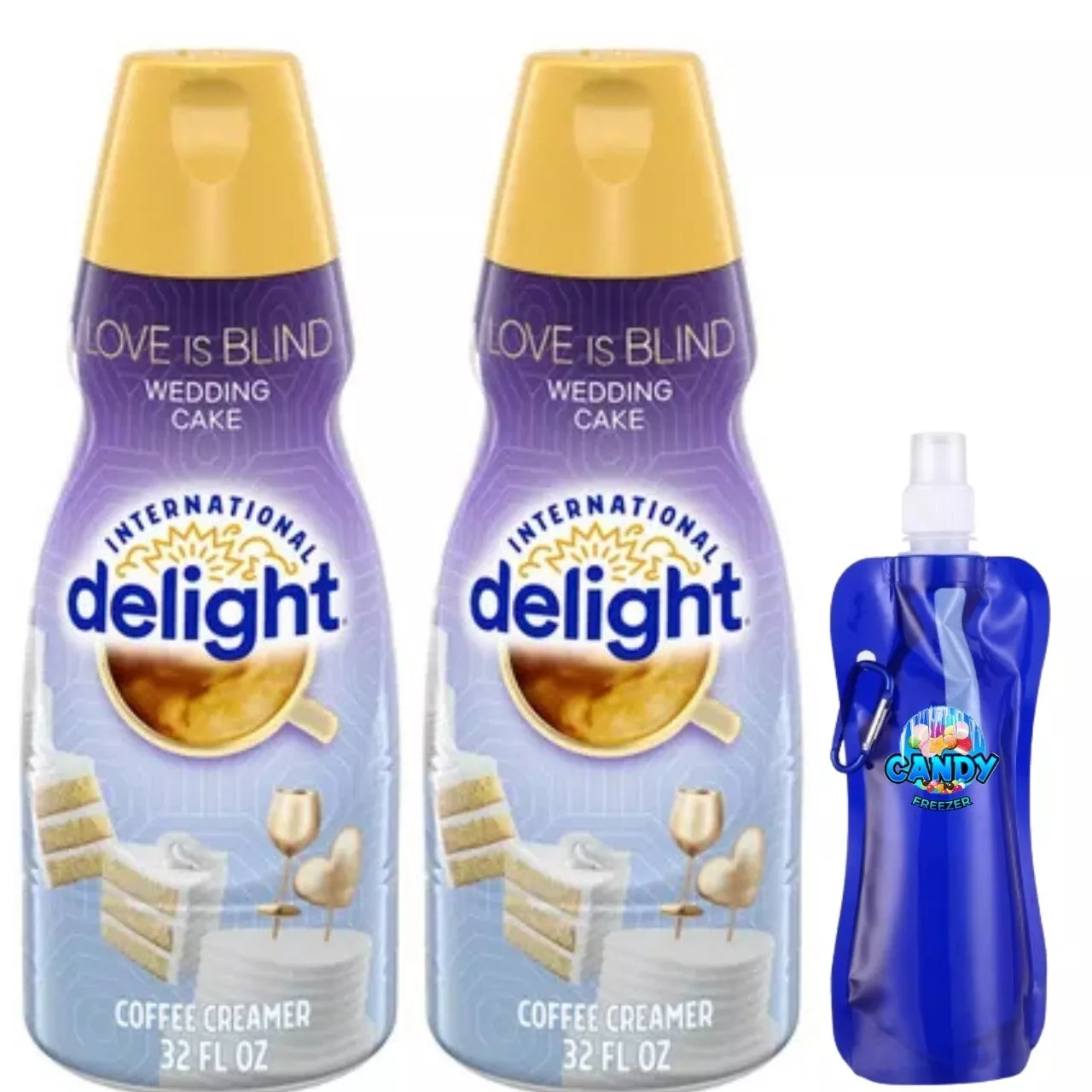 International-Delight Liquid Coffee Creamer Two 32 fl oz. of Creamy Smooth Delightful with Collapsible Bottle (Wedding Cake) - Bottle