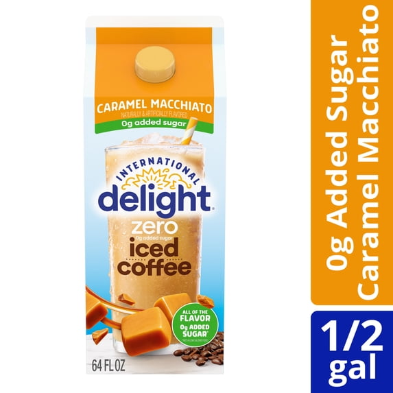 International Delight Zero Ready to Drink 0g Added Sugar, Caramel Macchiato Iced Coffee, 64 fl oz Carton