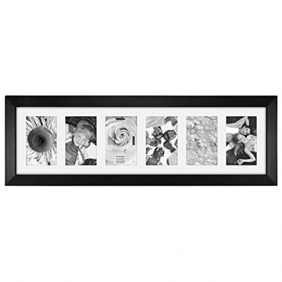 International Designs Black 6 Opening 4x6 Matted Collage Photo Wall Frame