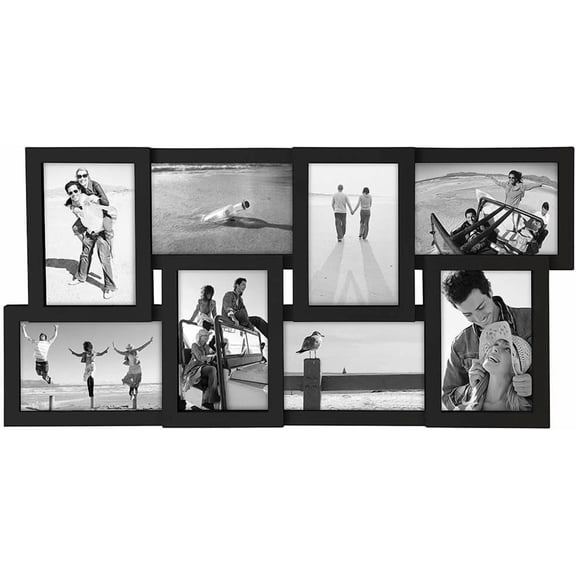 International Designs Collage Picture Frame for Wall, Holds Eight Photos : 4-6x4 and 4-4x6 Inch - Black Plastic, Wall Decor for the Home