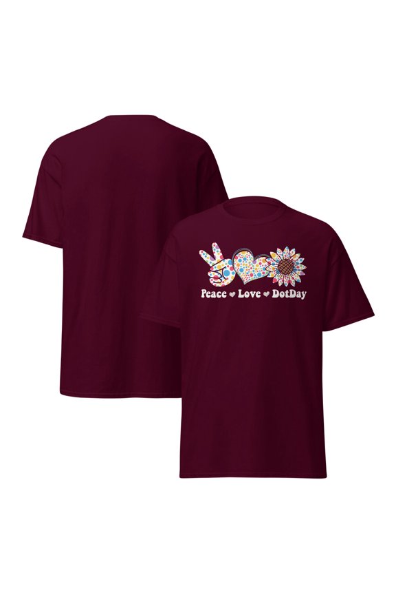 International Dot Day T-Shirt, Peace Love DotDay T-Shirt (Maroon, L)