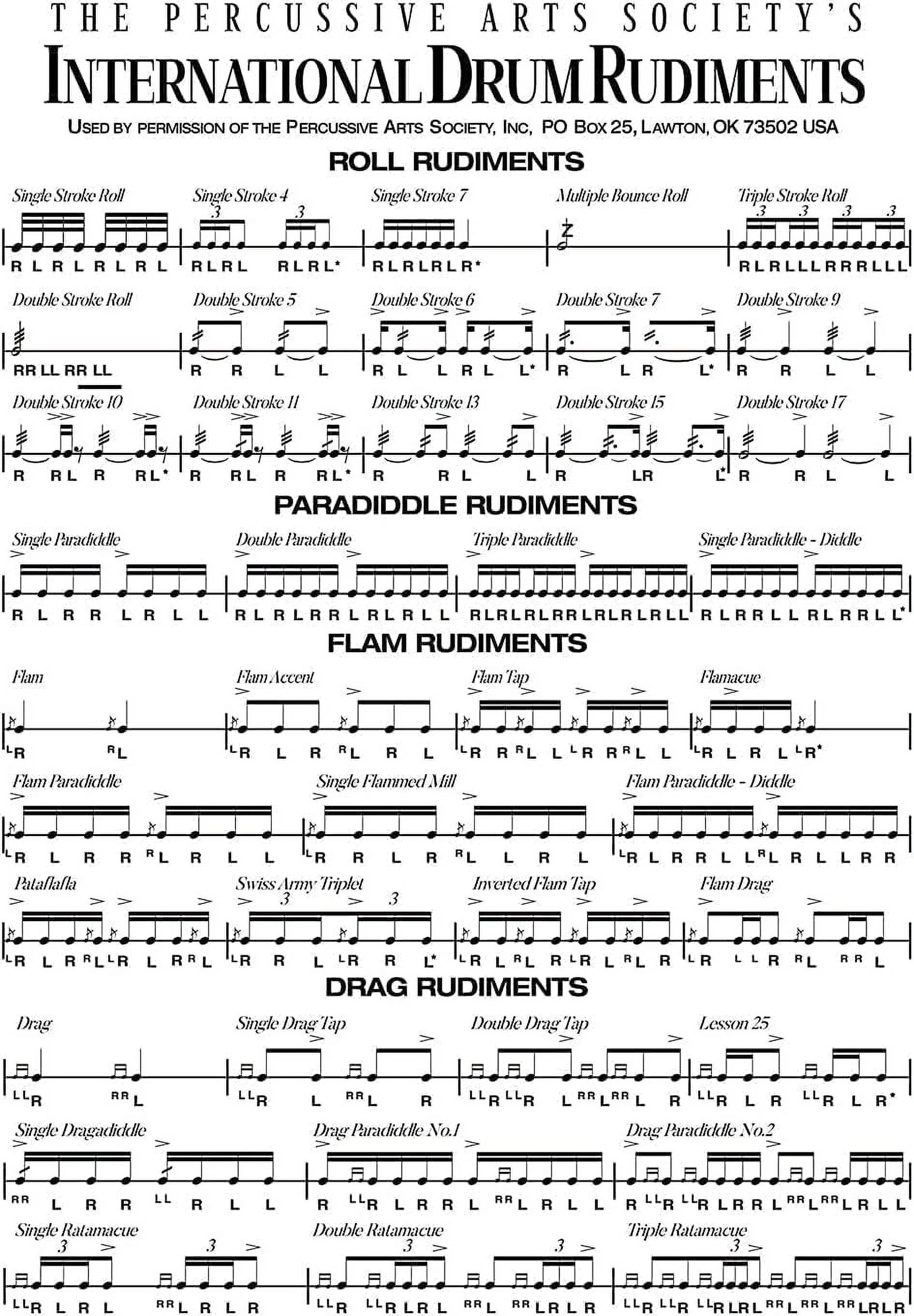 International Drum Rudiments Metal Signs Retro Drummer Beginner Guide