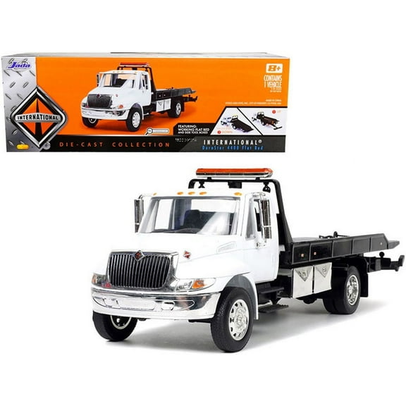 International DuraStar 4400 Flatbed Tow Truck, White - Jada Toys 34040 - 1/24 scale Diecast Car