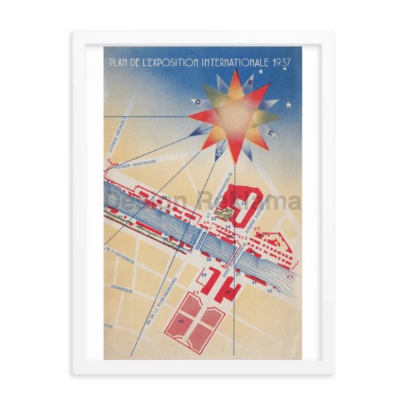 International Exposition Paris, France, 1937. (Paris World's Fair). Framed Vintage Travel Poster