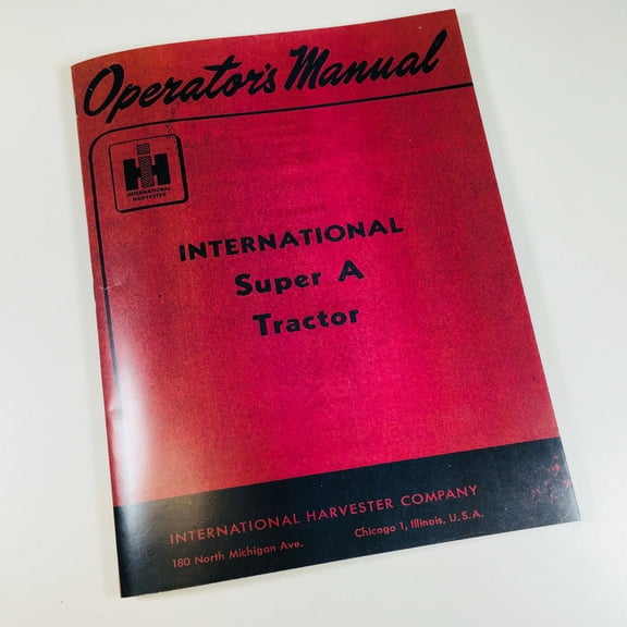 International Farmall Super A Tractor Owners Operators Manual Ihc Printed Carb
