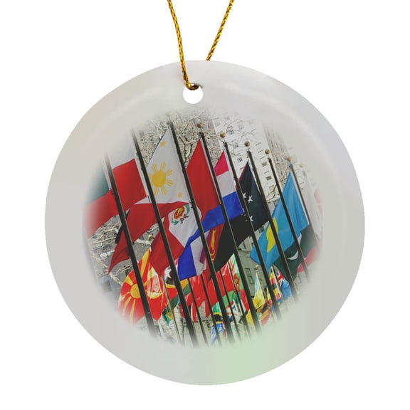 3drose, International Flags, New York City, Ny, Usa, Circle Porcelain Ornament