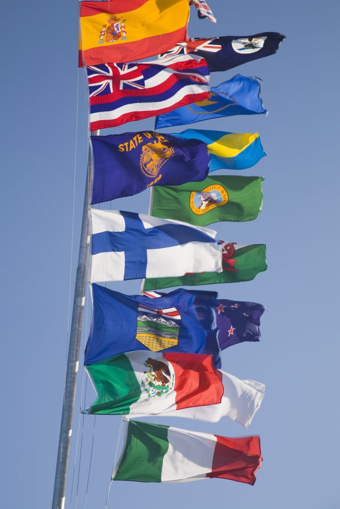 International Flags On A Flagpole Canvas Art - Sean White Design Pics (24 x 36)