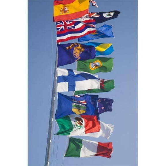 International Flags On A Flagpole Poster Print