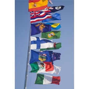 International Flags on A Flagpole Poster Print - 24 x 36